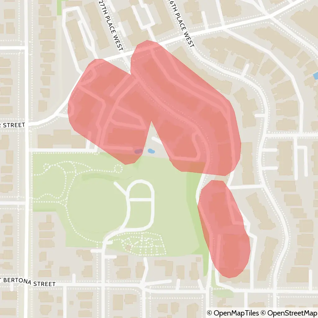 A map showing the location of the outage, centered around 27th Place West in the Magnolia Manor area.