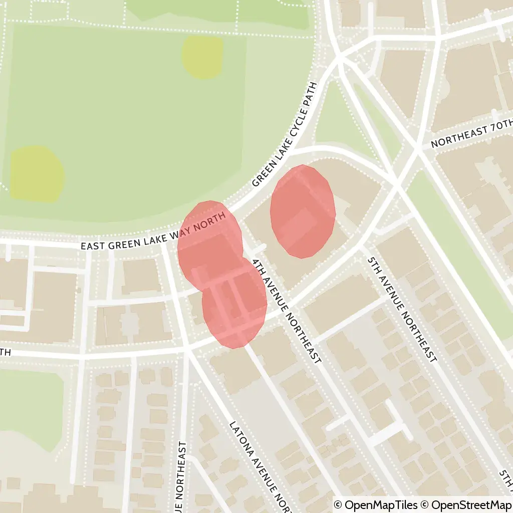 A map showing the location of the outage, centered around 4th Avenue Northeast in the Green Lake area.